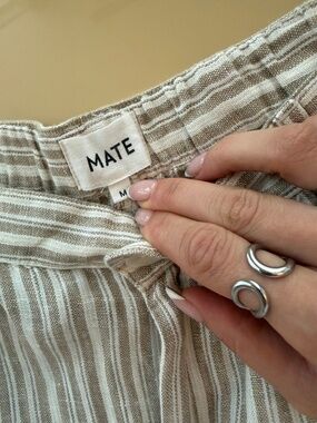 MATE The Label Linen Striped Pleated Pant